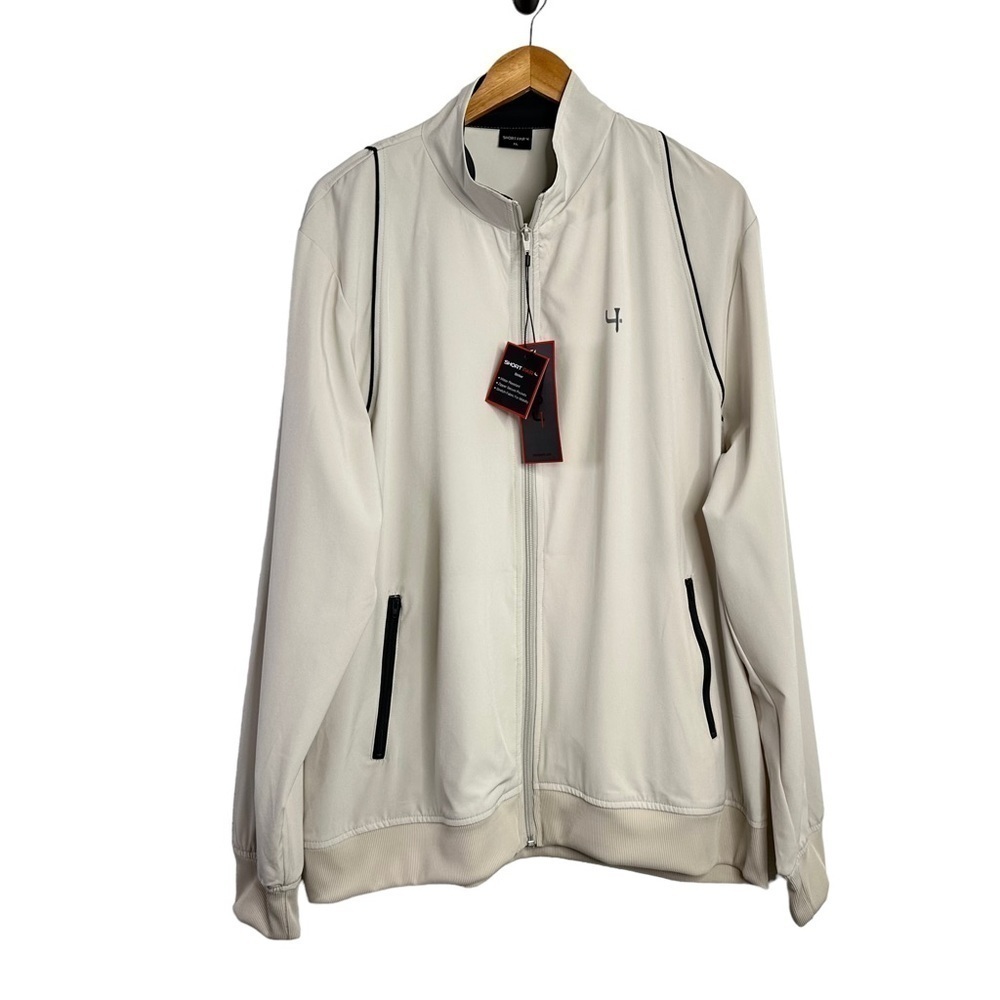 Short Par 4 MenS Striker Full Zip Golf Jacket Size XL Light Tan Athleisure